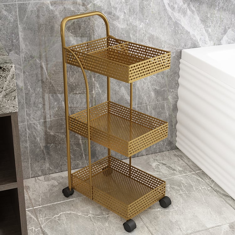 Chariot De Service 3 étagères Amovibles Avec Roues Verrouillables - Aluminium, 46x21x82 Cm, Pour Cuisine/bureau/salon