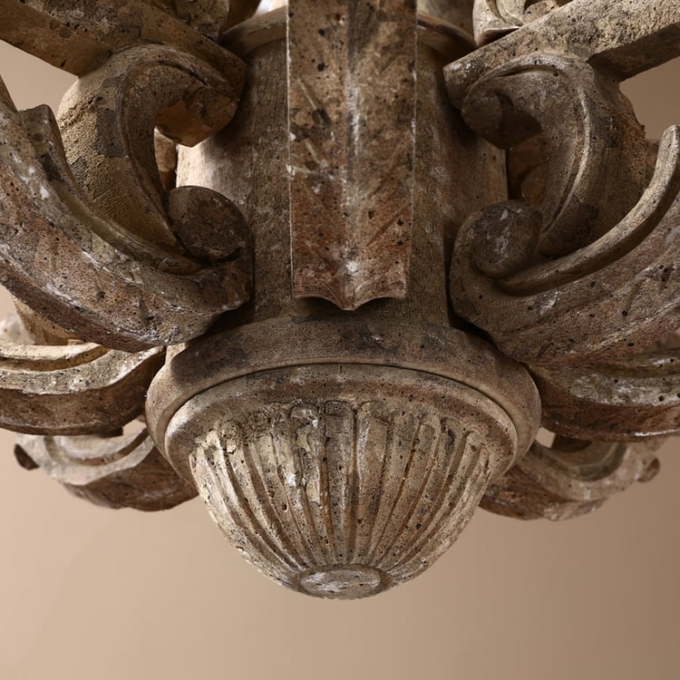 ネットオフ 送料得店  Retro French Country Carved Wood 8-Light Distressed Candle アンティーク雑貨