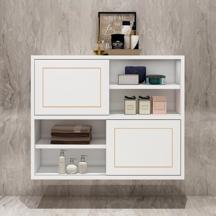 Armoire De Salle De Bain Blanche Murale - 2 Portes Avec étagère Réglable - Parfait Pour Rangement Toilette