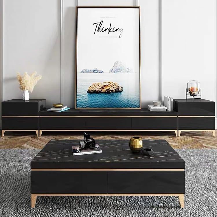 Elegant Modern Coffee Table with Black Patterns