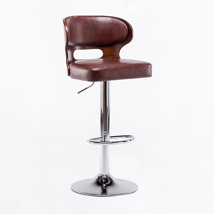 Mid-Century Modern 24 Inch Upholstered Barstool with Back Swivel