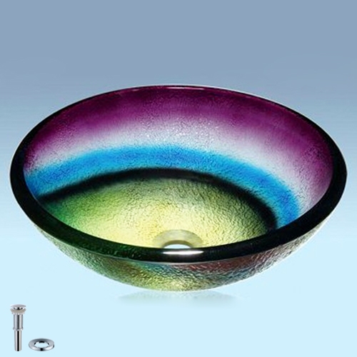 Unique Round Glass Vessel Sink Rainbow Sink Glass｜Homary