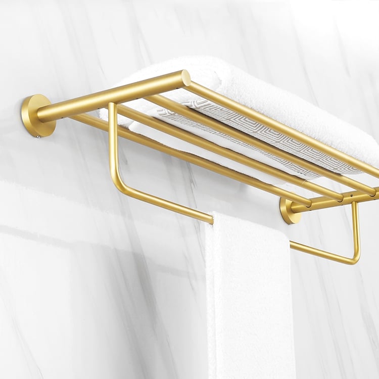 Étagère Murale Verre Kelelife – Or Brossé, 45 Cm, Pour Salle De Bain, Neuve
