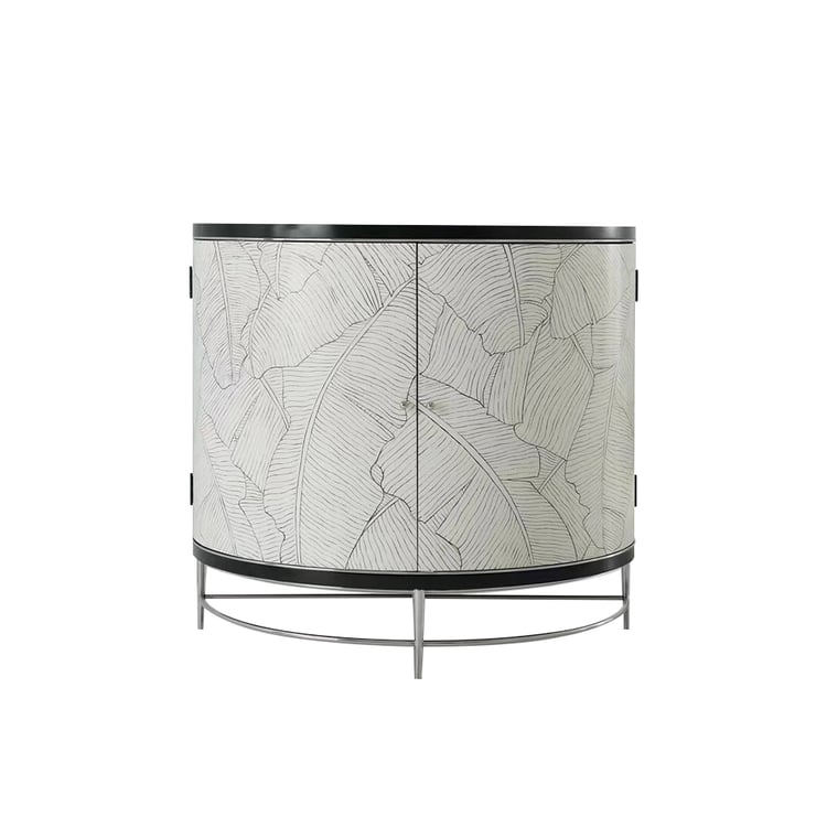 Nordic Black & White Cabinet Semi Circle Accent Cabinet with