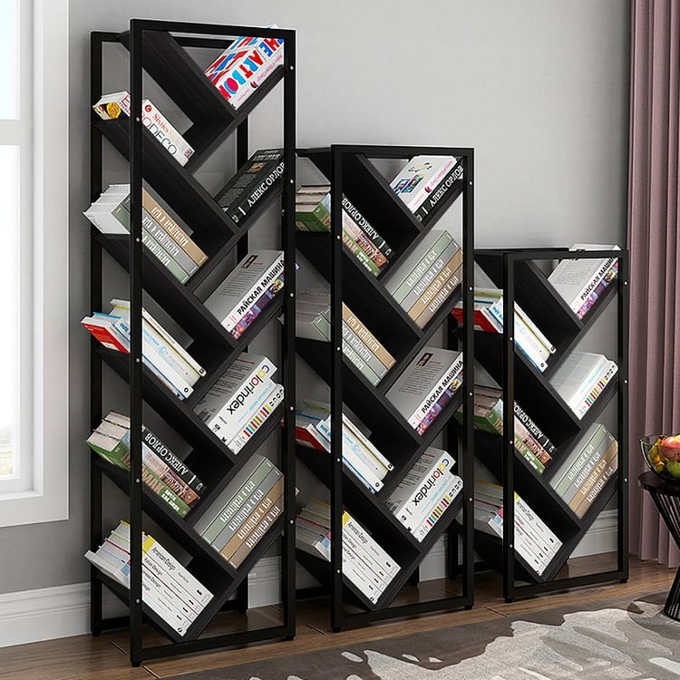 Unique Standing Steel Geometric Bookshelf in Black｜Homary
