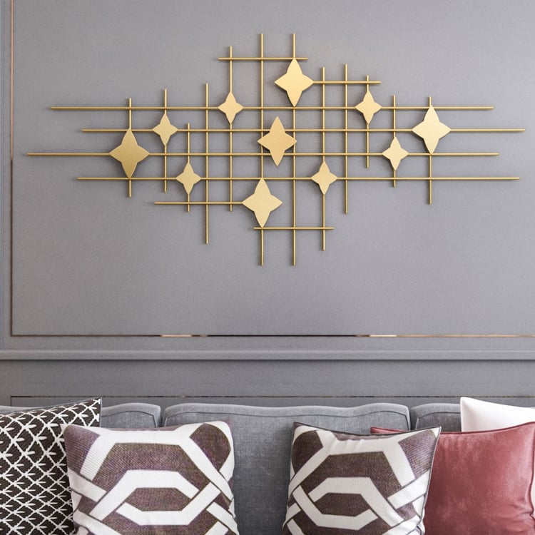 Mid-Century Modern Gold Metal Bar and Star Wall Decor｜Homary
