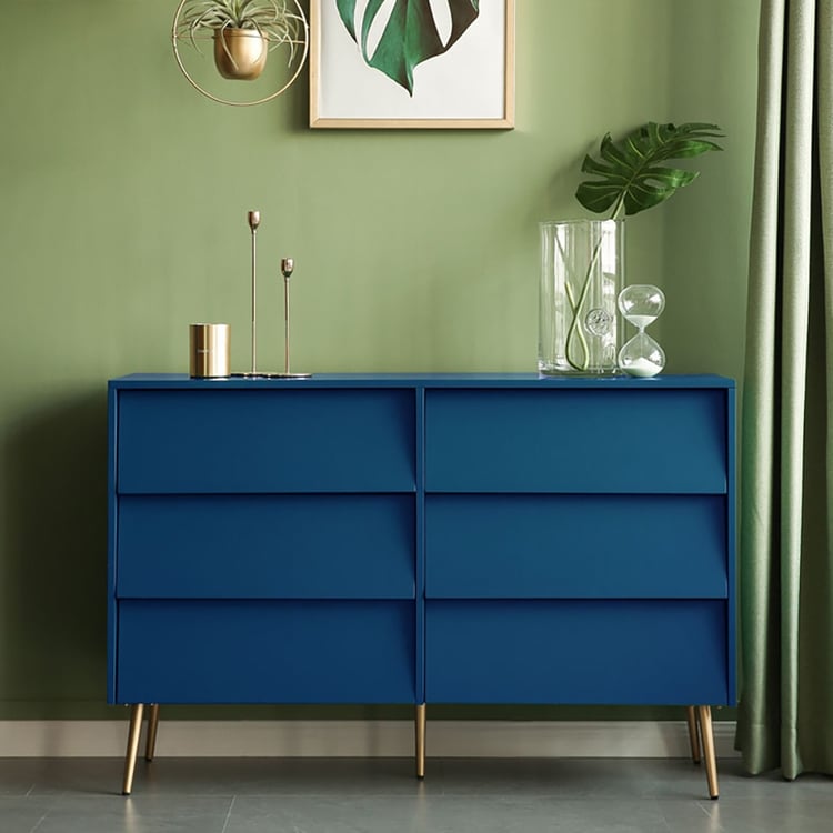 knee length dresses for ladies Modern Minimalist 6 Drawer Dresser with Fluted Panels and Rounded Legs
