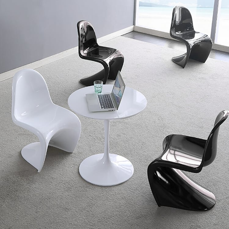 White Modern ABS Dining Chair S-shaped Dining Chair｜Homary