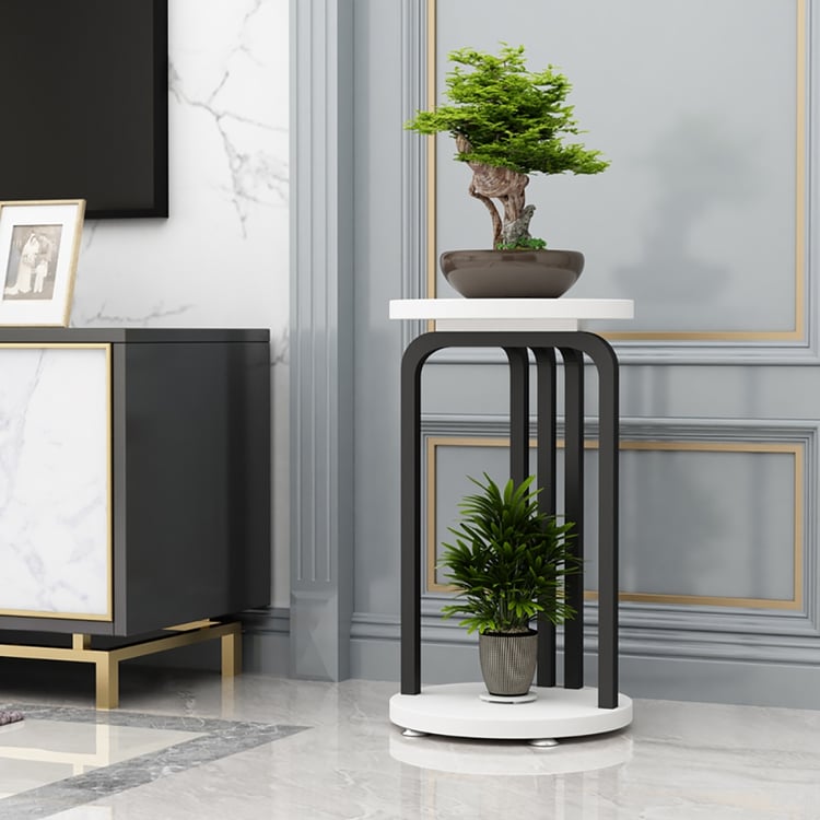 Contemporary Standing Plant Stand in Black & White-SmallHomary