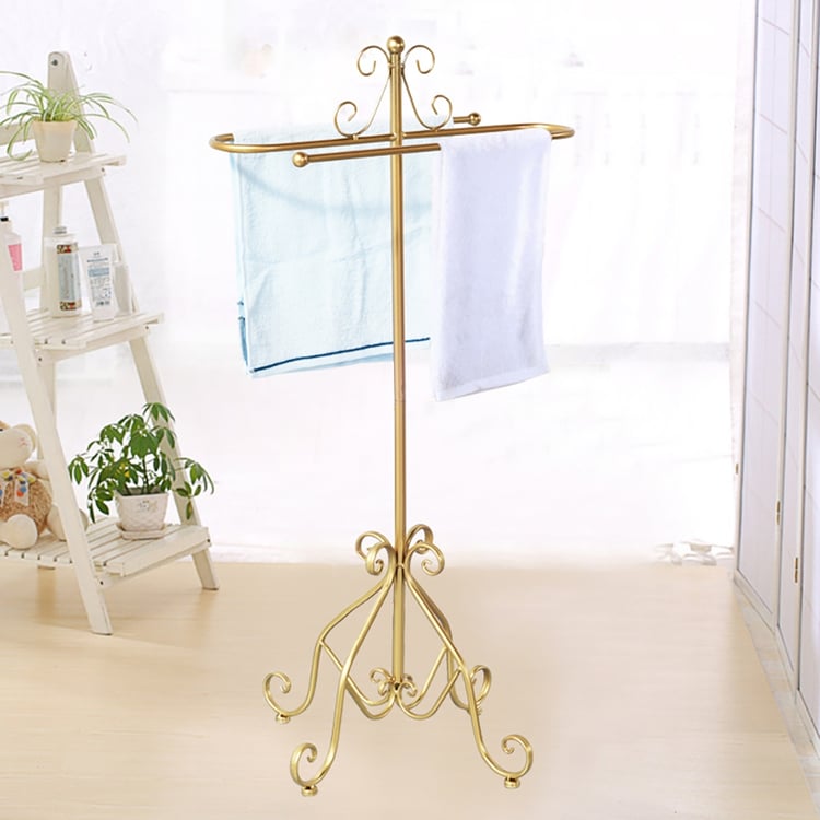980mm Nordic Unique Towel Rails Standing Bathroom Shelves in Gold｜Homary UK