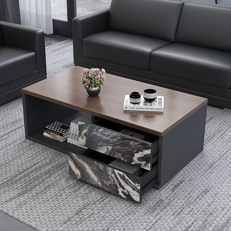 Picture of 1200mm Modern Coffee Table with Drawer & Shelf Wooden Frame Accent ...