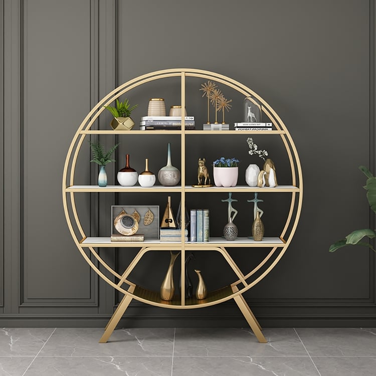 Circle Frame Shelfスペースエイジ モダン Contemporary Freestanding Round Etagere Bookshelf｜Homary