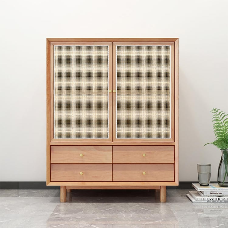 Cottage Natural Rattan Woven Closet with Drawers & Doors|Homary