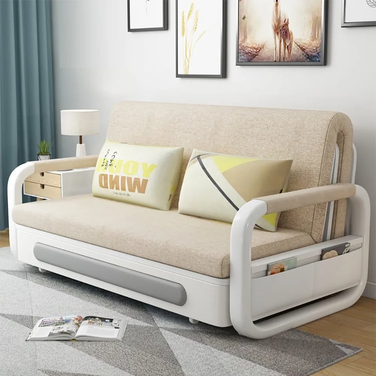 Khaki Modern 74" Full Sleeper Sofa Cotton&linen Upholstered Convertible ...