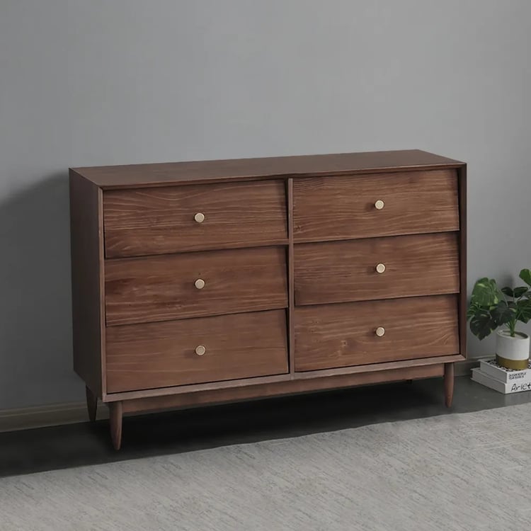 brown dresser gold handles Benjara Kip 50 Inch 5 Drawer Modern Tall Dresser Chest, Dark Brown, Gold  Handles main image 1