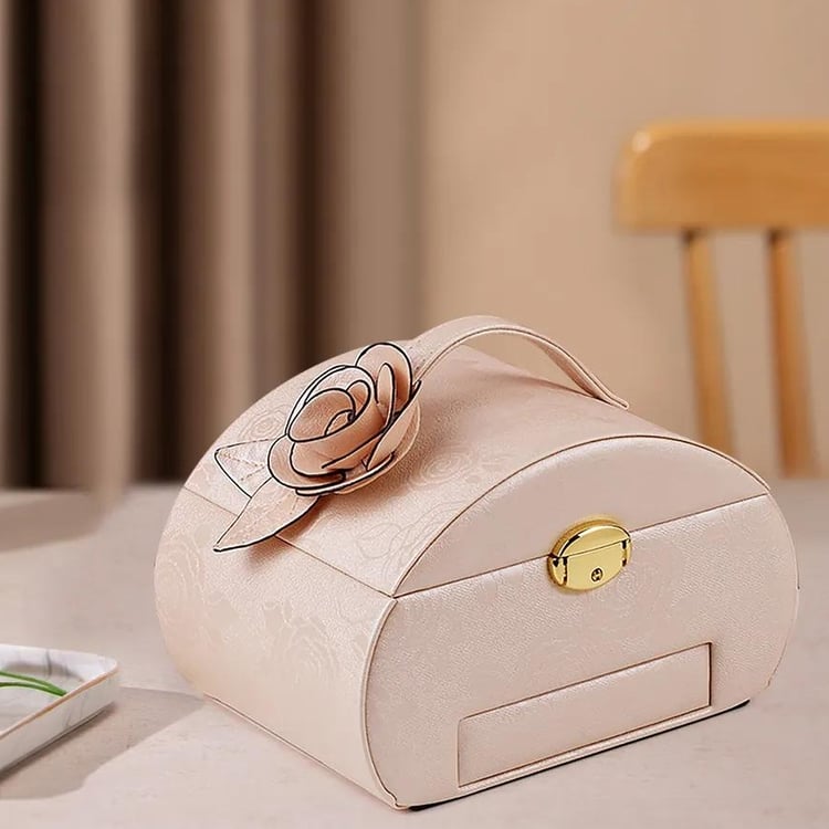 Modern Leather Jewelry Box in White｜Homary