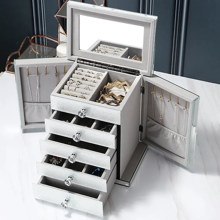 Boîte à Bijoux Luxe Avec Miroir Et 2 Tiroirs - Neuf Avec étiquettes