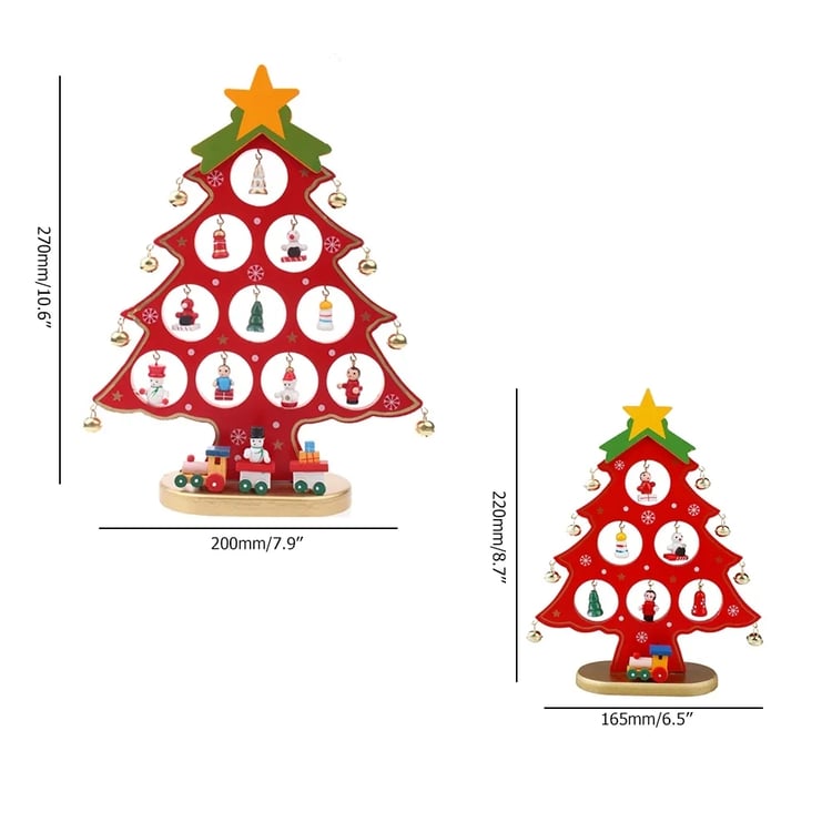 Small & Large Wooden Christmas Tree Set of 2 Tabletop Decorations