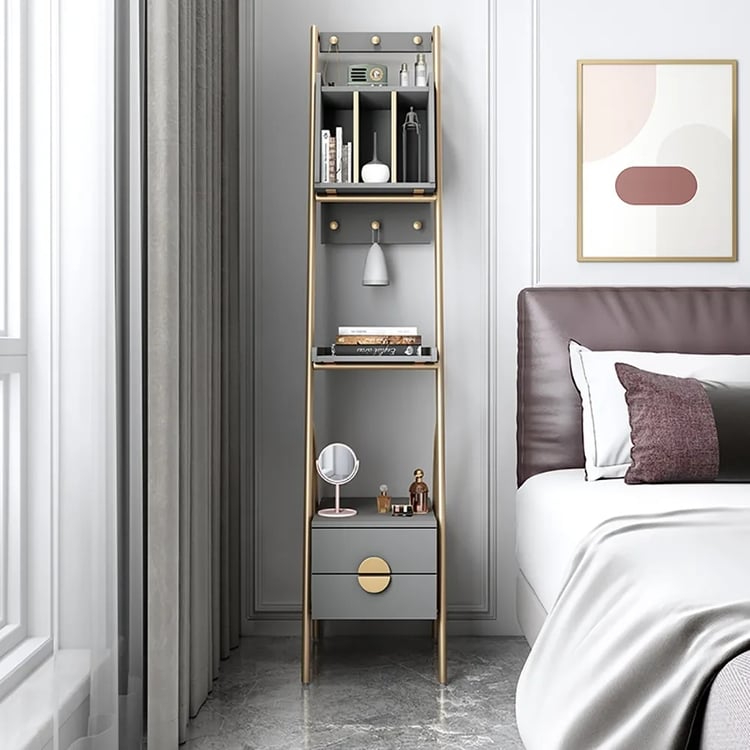 Modernes Leiter-Bücherregal mit Schubladen und Haken für Schlafzimmer-Apartment｜Homary DE