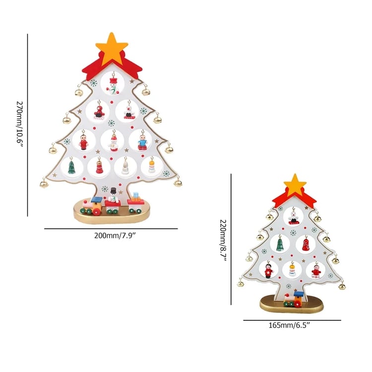 Small & Large Wooden Christmas Tree Set of 2 Tabletop Decorations