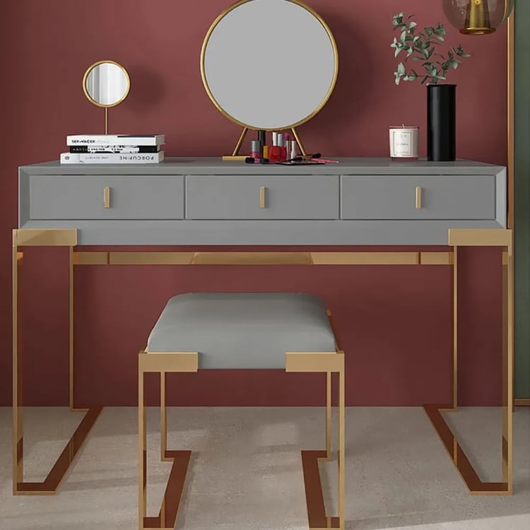 green emerald velvet dress Penrose Dressing Table Set with Stool & Mirror main image 1