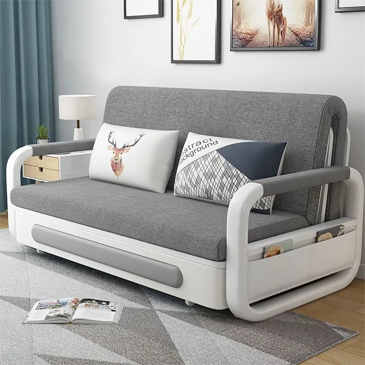 Gray Modern 74" Full Sleeper Sofa Cotton&linen Upholstered Convertible ...