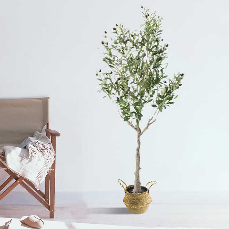 59" Artificial Green Olive Tree Plant Set of 2 Faux Indoor Plants ｜Homary