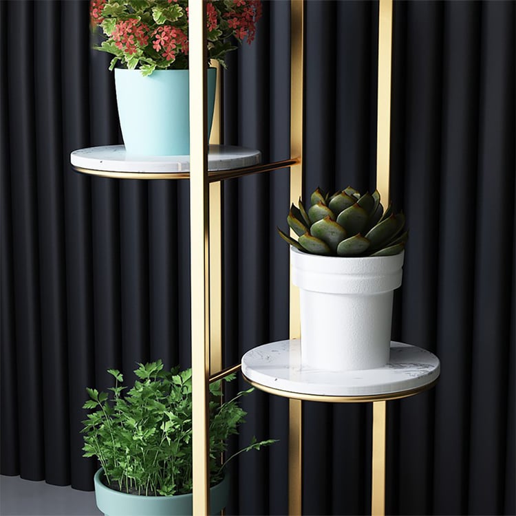 Nordic Freestanding Display Plant Stand in Gold｜Homary