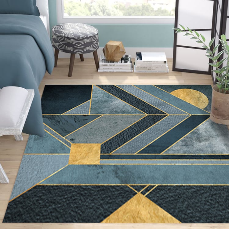 Moderner Läufer-Teppich In Hellblau – Abstraktes Design, 60x30cm, Aus Strapazierfähigem Polypropylen
