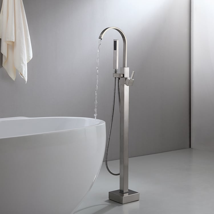 Dree Brushed Nickel Freestanding Tub Filler Brass Single