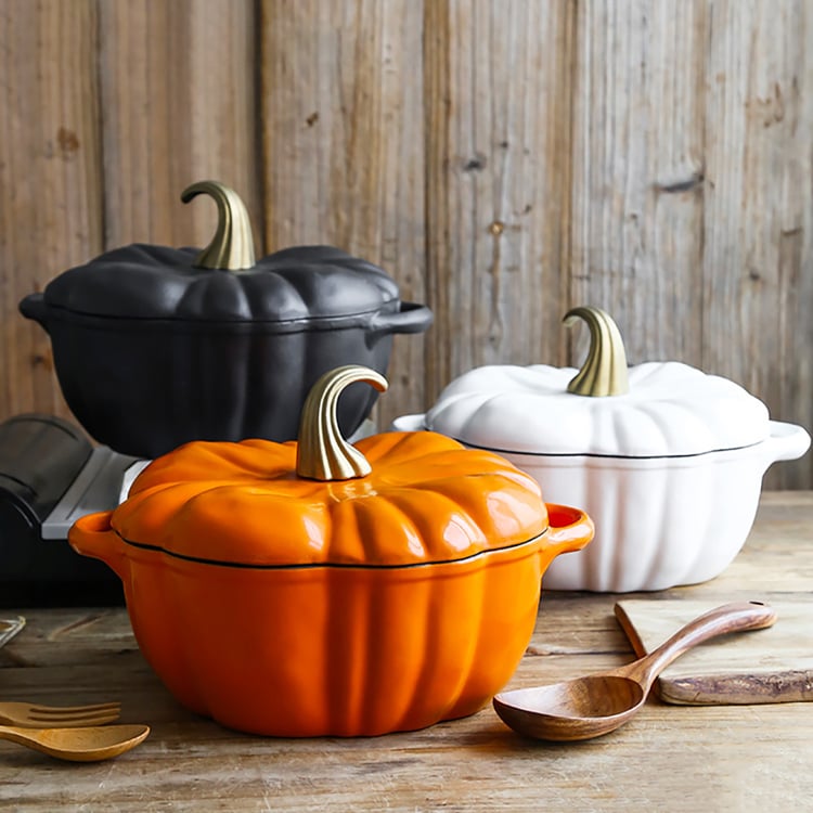 Cast Iron Pumpkin Cocotte Dutch Oven with Lid｜Homary