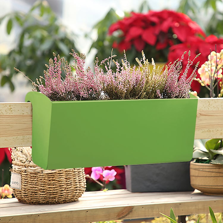 Hanging Rectangular Flower Planter Pot Green Resin｜Homary UK