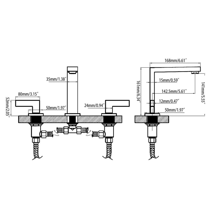 Modern Widespread Chrome Bathroom Sink Faucet Double Handle