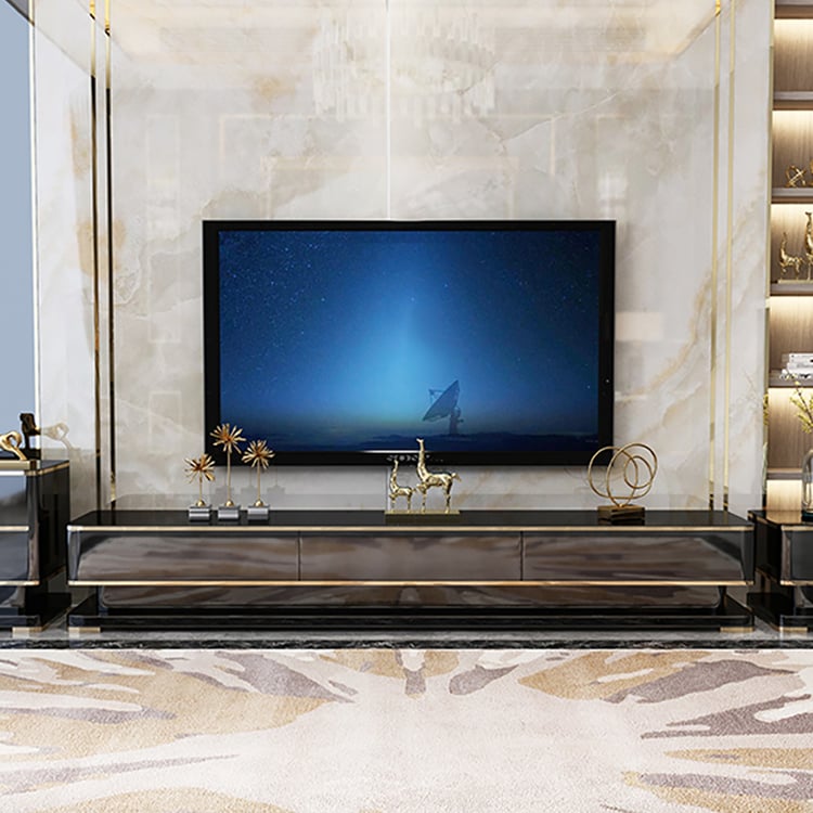 Meuble TV noir avec verre trempé 160x40x40 cm | Leroy Merlin