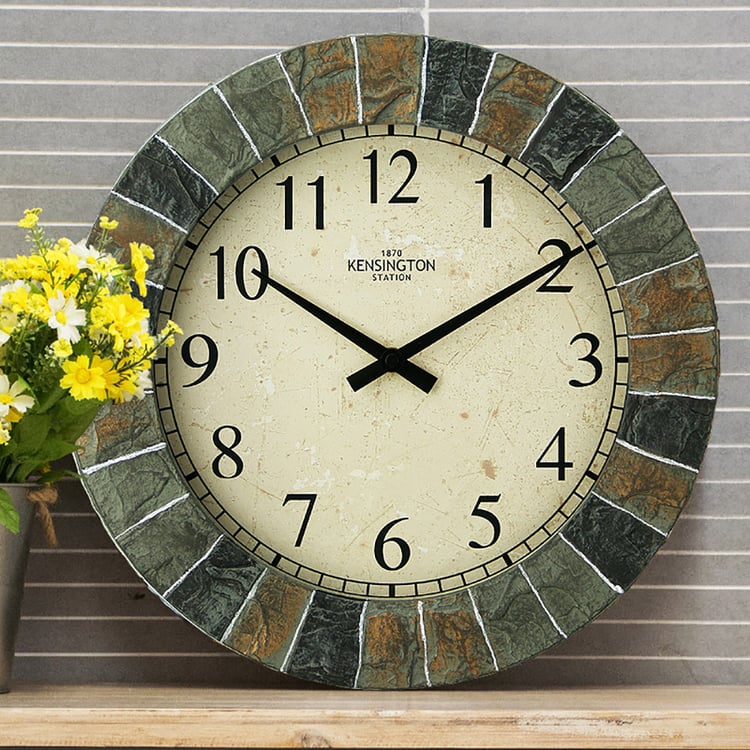 355mm Retro Rustic Style Wall Clock with Faux Stone Sense｜Homary UK