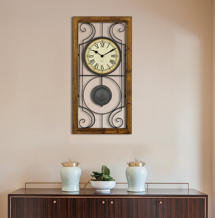 Retro Geometry Wall Clock with Rectangular Wooden Frame | Homary UK