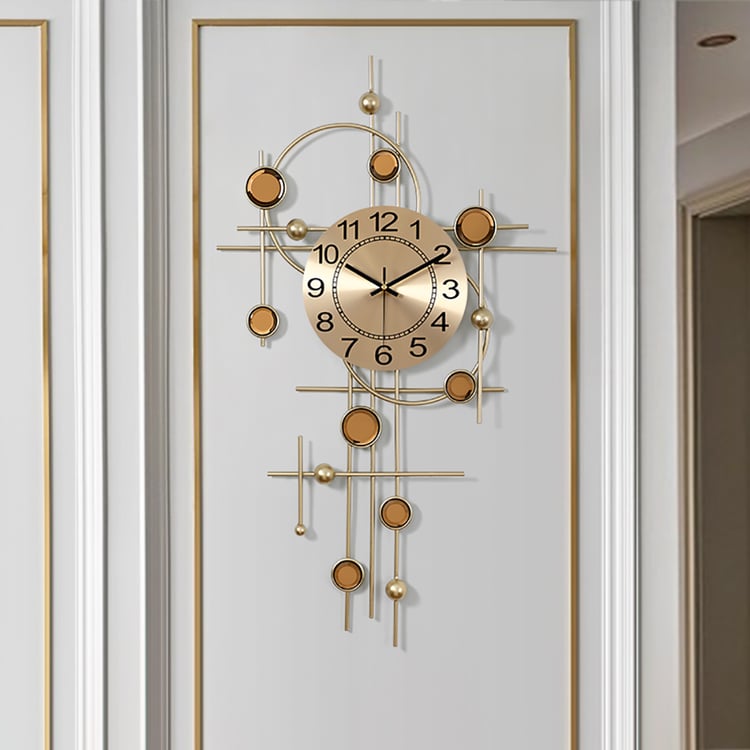 Style A 3D Creative Golden Large Wall Clock with Yellow Crystal ...