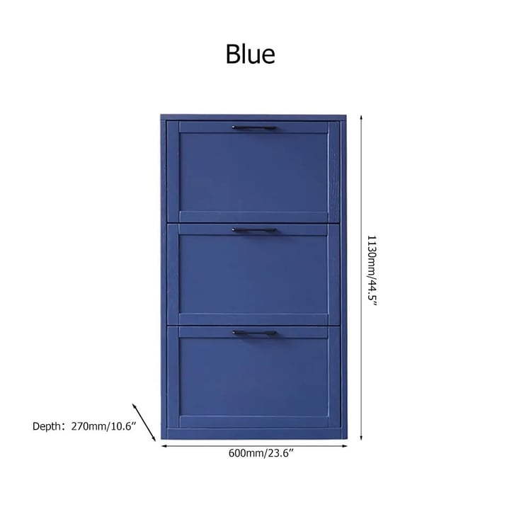 18-Pair Shoe Storage Cabinet 3-Drawer Oak Shoe Organizer for