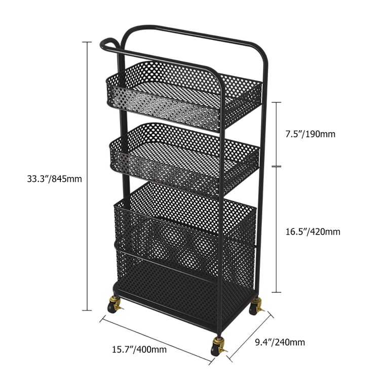Modernes Badezimmer-Rollwagenregal mit Korb｜Homary DE