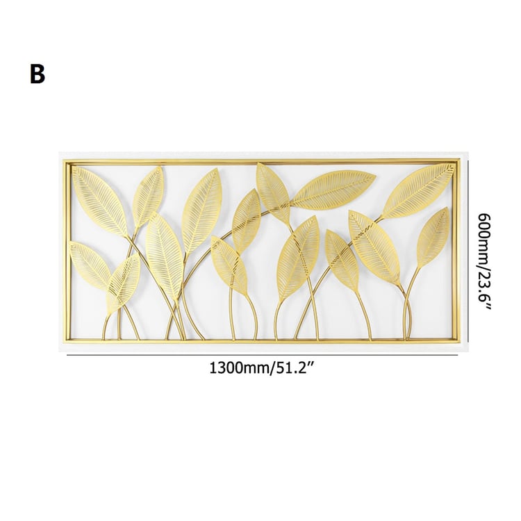 Set 3 Piezas Decoración Pared Metal Hojas Tropicales - Estilo Bohemio Vintage, 43x28 Cm, Hierro