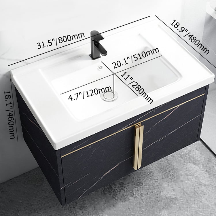 Black Floating Single Sink 31