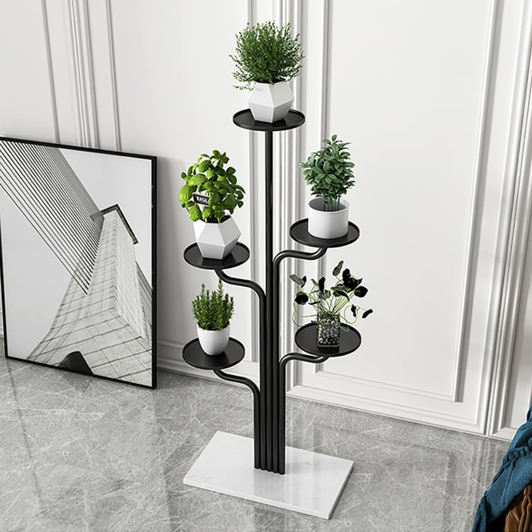 Black Multi-Tiered Metal Plant Stand Flower Pots HolderHomary
