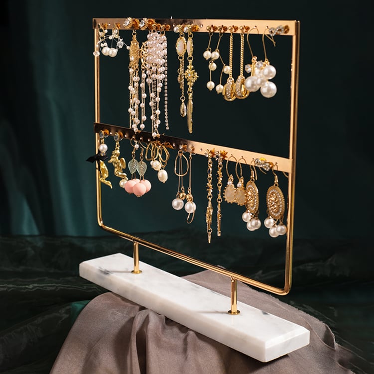 White Desk Organizer Earring Holder Jewelry Display Stand｜Homary