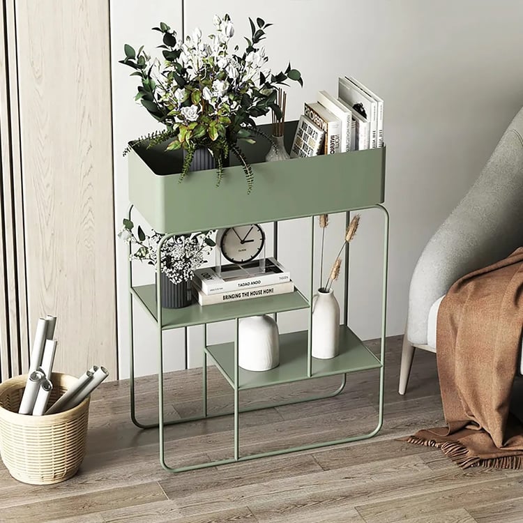 Green 3-Tier Plant Stand for Indoors Rectangular Display Shelf Storage  Shelving Flower StandHomary