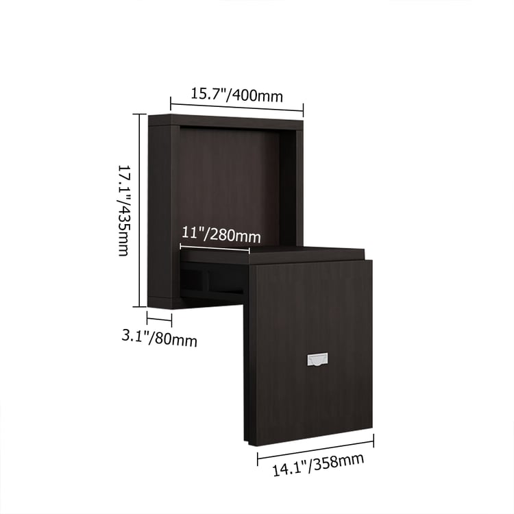 Tabouret Mural Pliable - Pour Changement De Chaussures - 35,5x36,5 Cm - Support Jusqu'à 150 Kg - Noir/blanc/bois