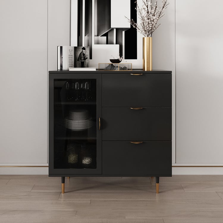 Nordic Black Sideboard Buffet Cabinet with Adjustable Shelves