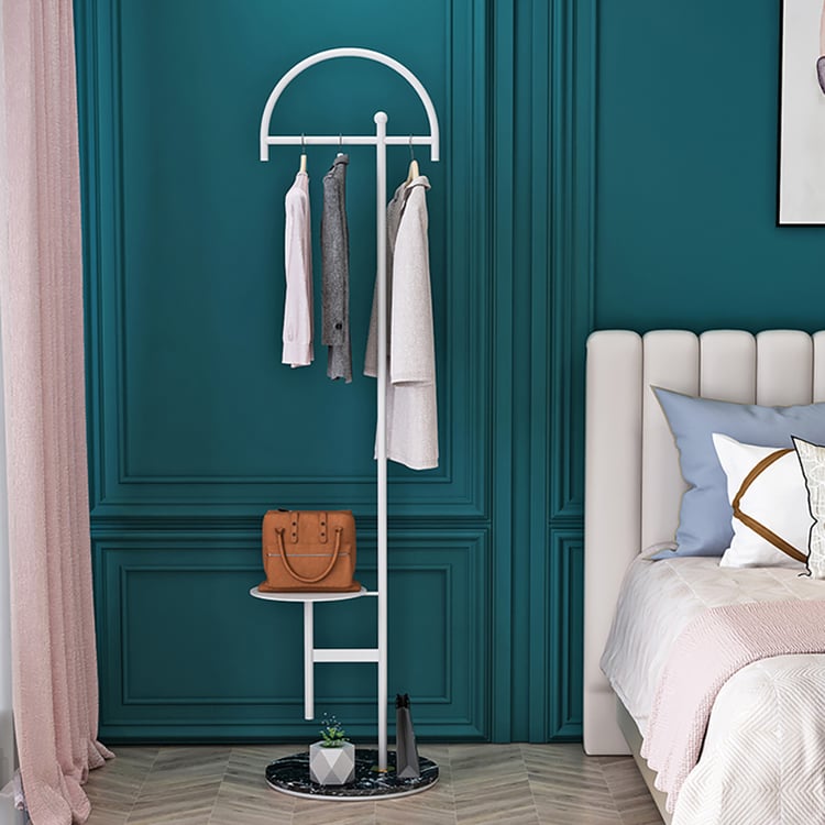 Modern Freestanding Metal Cloth Rack with Table｜Homary