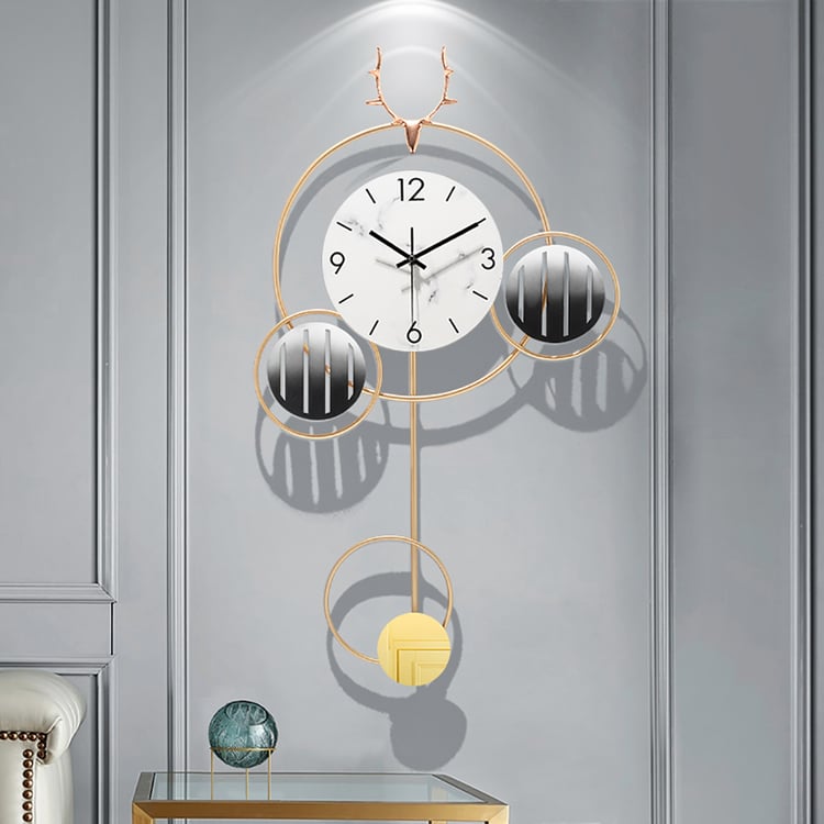 Style B Modern Simple Geometric Round Metal Wall Clock with Golden ...
