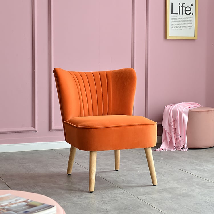 Modern Orange Statement Chair Orange Upholstered Velvet Accent