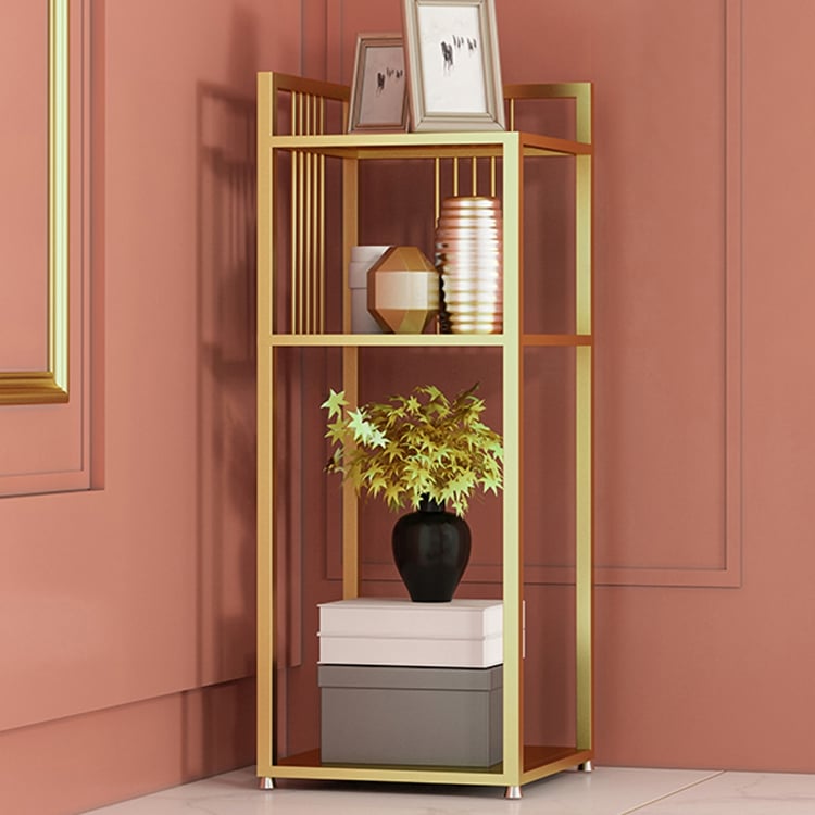 Gold Bookshelf Corner Shelf 3 Tier Modern Standing Display Shelf A Homary UK